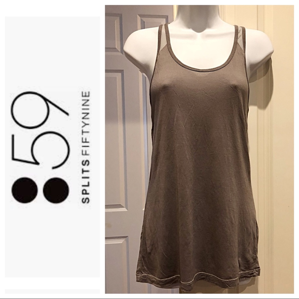 Splits59 gray tank with mesh cowl back detail